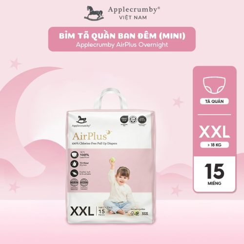 Bỉm tã quần đêm Applecrumby Airplus Overnight Mini Pull Ups size XXL - 15 miếng (trên 18kg)