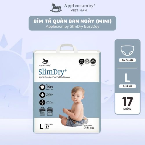 Bỉm tã quần ngày Applecrumby Slimdry Easyday Mini Pull Ups size L - 17 miếng (9 - 14kg)