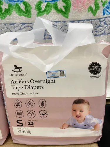 Bỉm tã dán đêm Applecrumby Airplus Overnight Mini Tape size S - 23 miếng (3 - 6kg) photo review