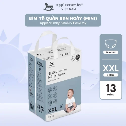 Bỉm tã quần ngày Applecrumby Slimdry Easyday Mini Pull Ups size XXL - 13 miếng (trên 18kg)