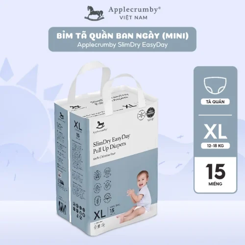 Bỉm tã quần ngày Applecrumby Slimdry Easyday Mini Pull Ups size XL - 15 miếng (12 - 18kg)