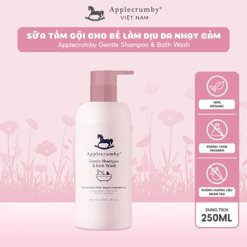 Sữa tắm gội làm dịu cho da nhạy cảm Applecrumby Gentle Shampoo & Bath Wash, 250ml